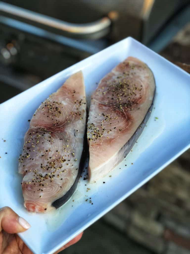 two pieces of swordfish