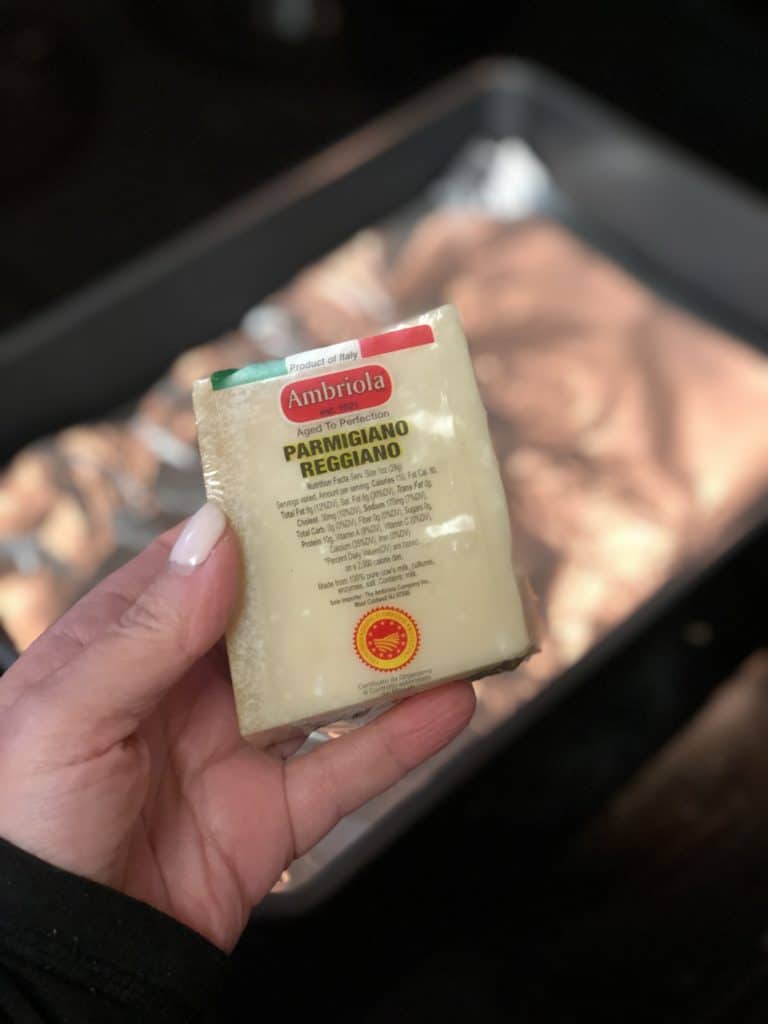a block of Parmesan cheese