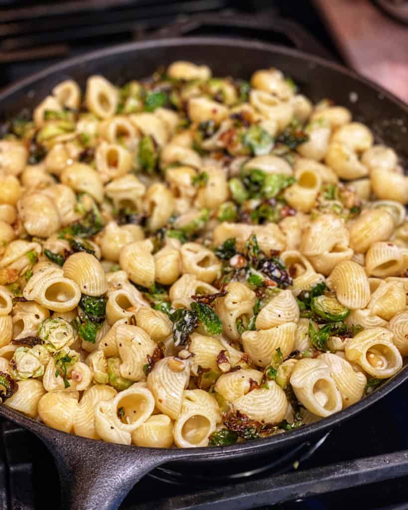 Shellbows with Roasted Brussels sprouts
