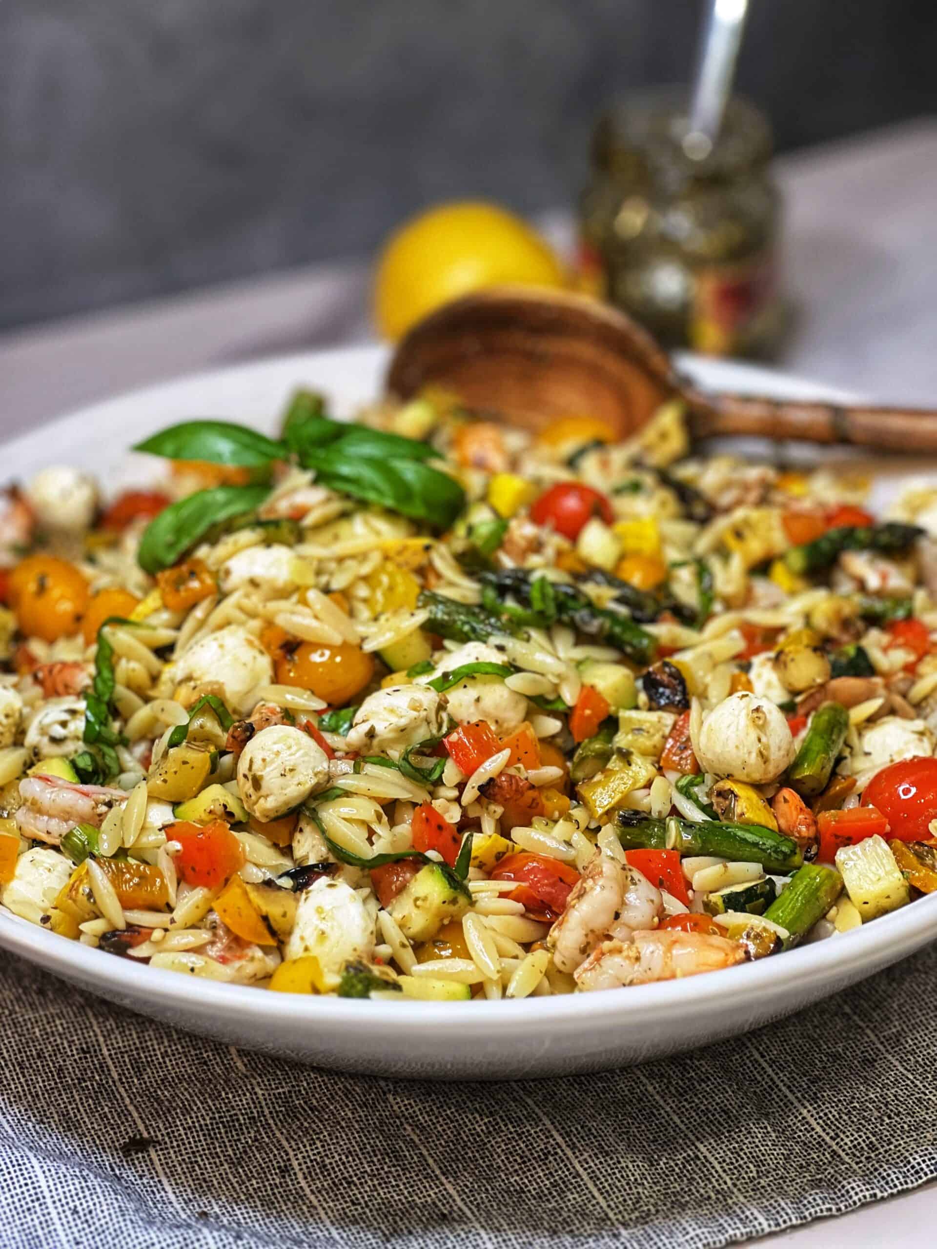 Orzo with Pesto Grilled Shrimp | Charlotte Fashion Plate