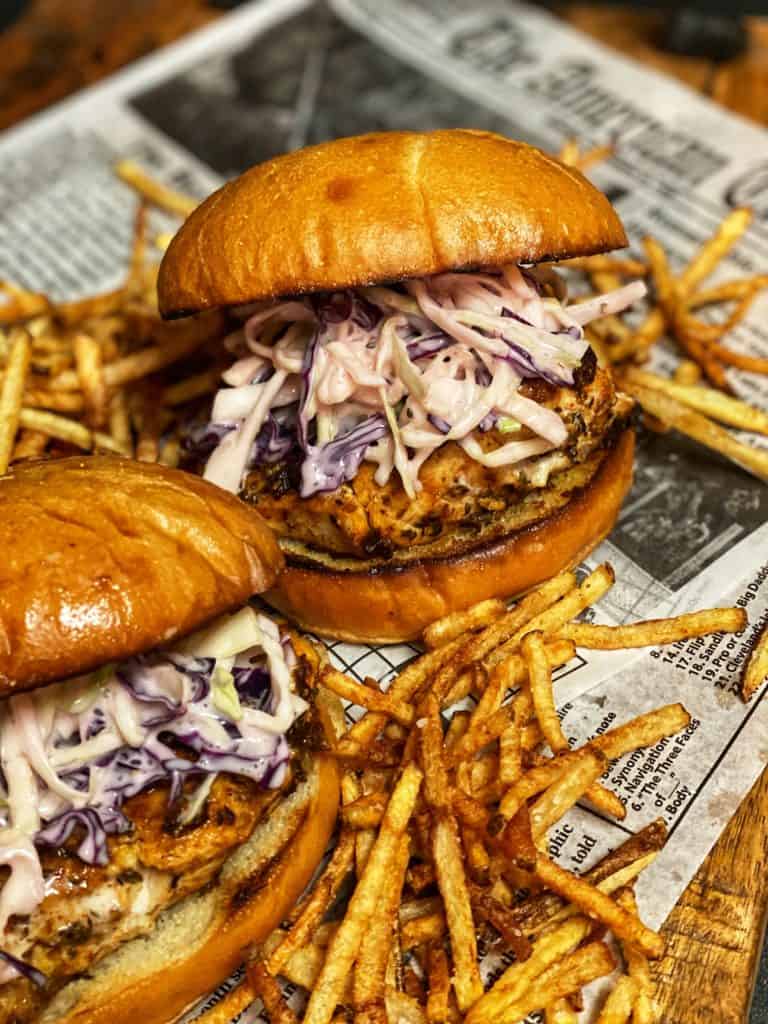 blackened grouper sandwiches with homemade fries