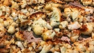 a pan of roasted cauliflower