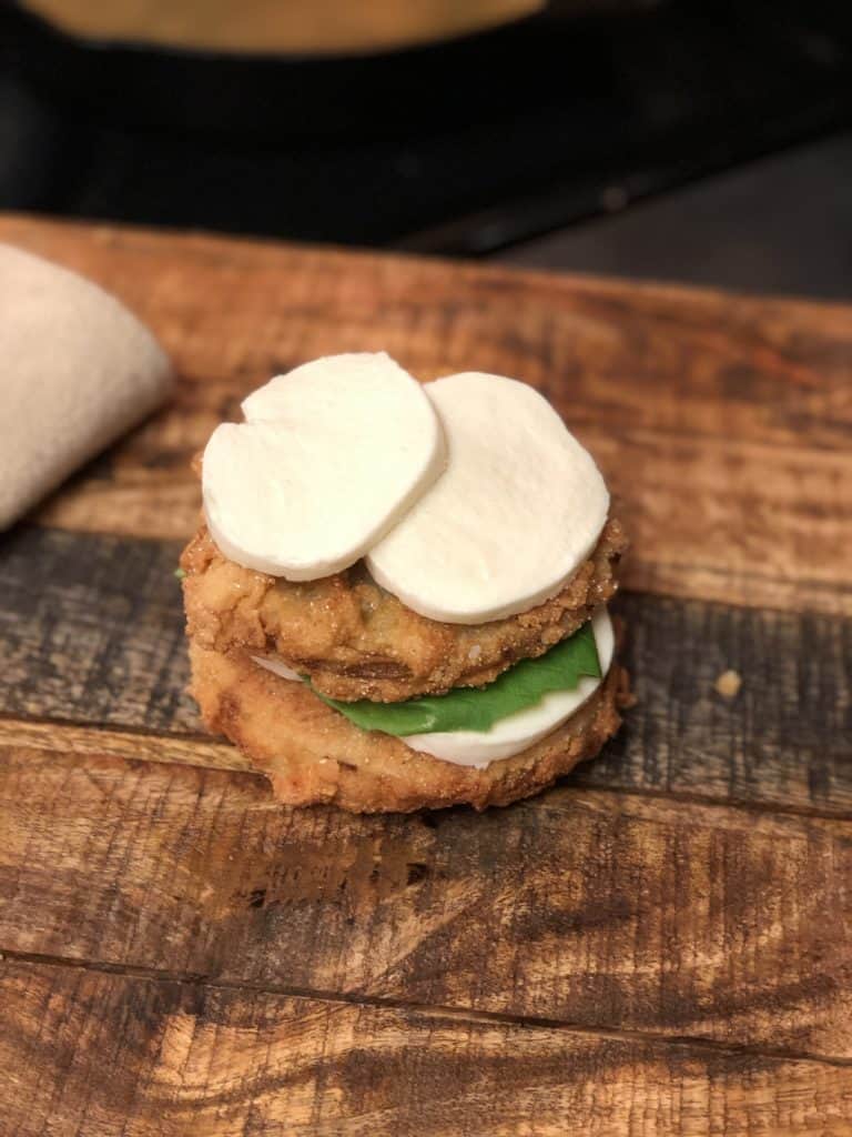 fried green tomato caprese stacks
