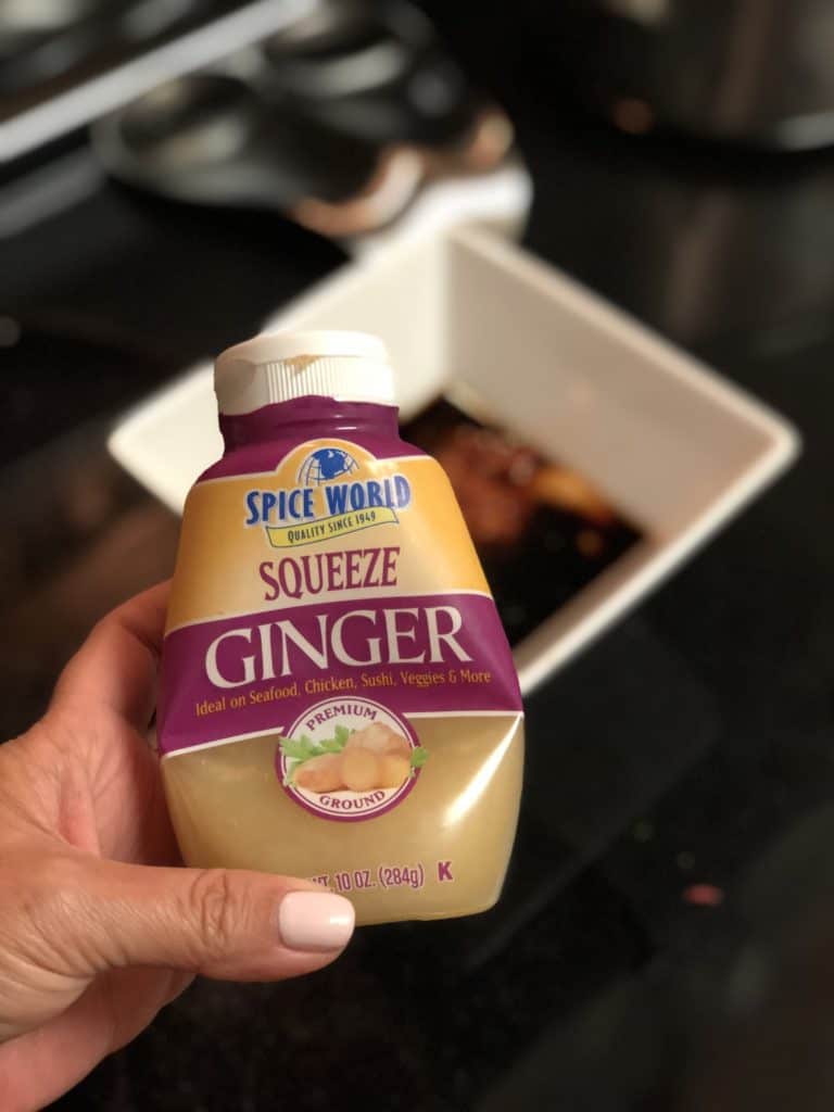 a bottle of squeeze ginger for my spring rolls with cashew sauce