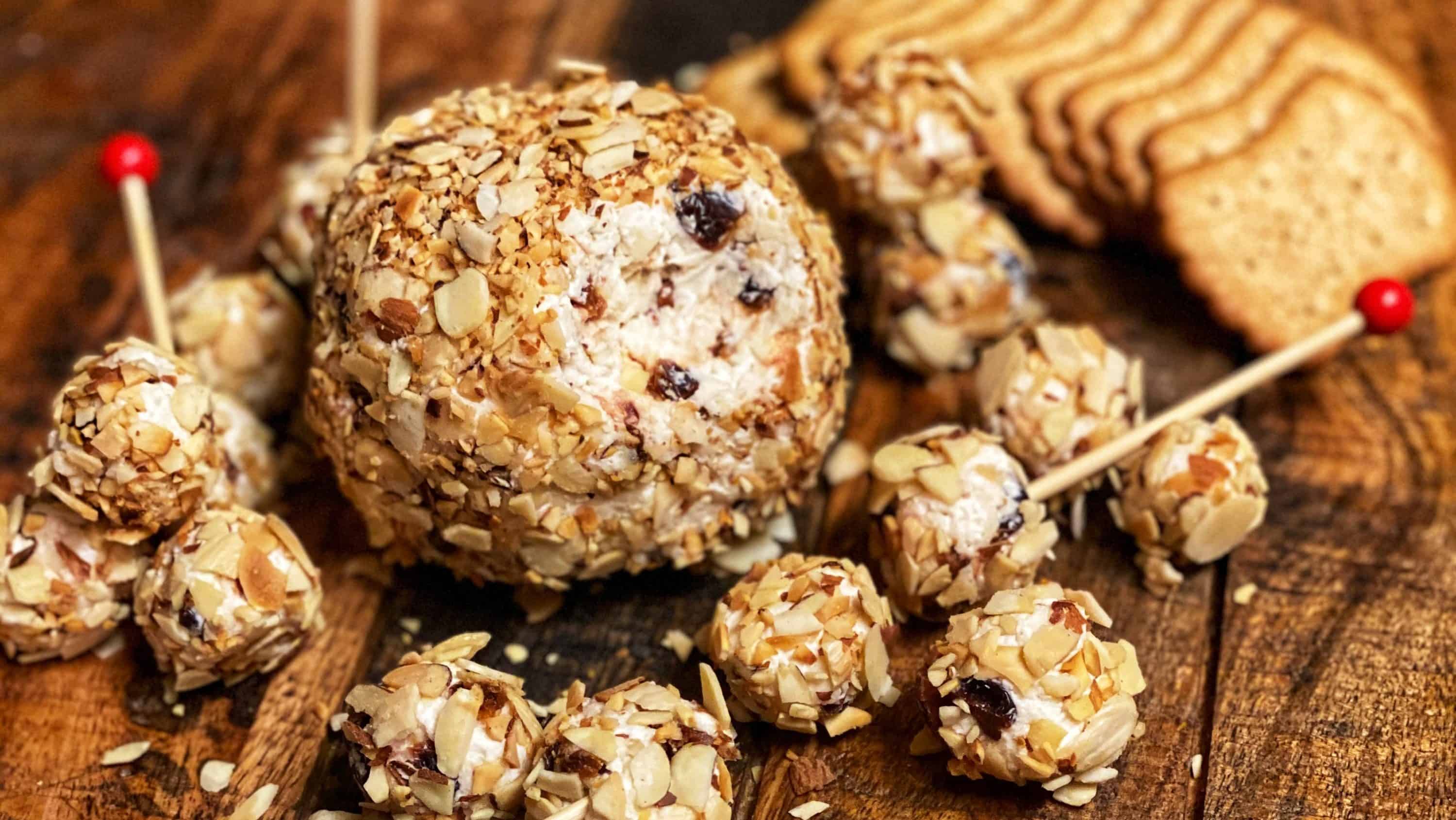 TOASTED ALMOND CHEESE BALL APPETIZERS