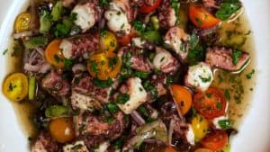 a bowl of Grilled Octopus Salad