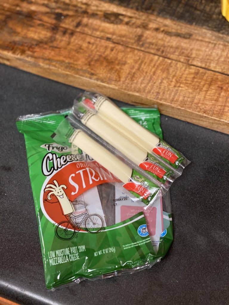 a bag of string cheese for fried mozzarella sticks