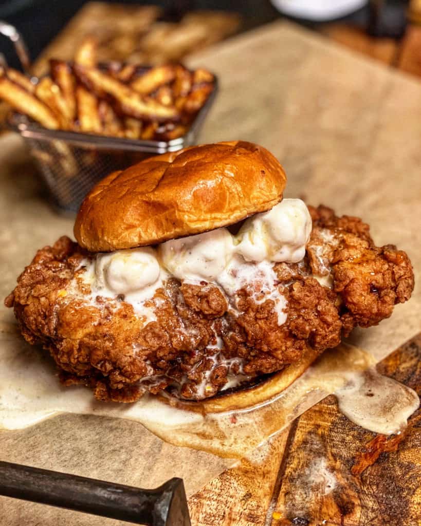 FRIED CHICKEN SANDWICH, ICE CREAM, CRISPY, TENDER