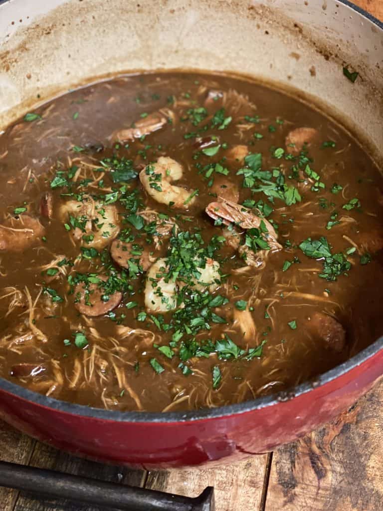 a pot of the best New Orleans gumbo