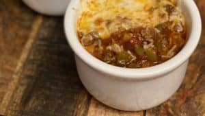 two bowls of stuffed pepper soup