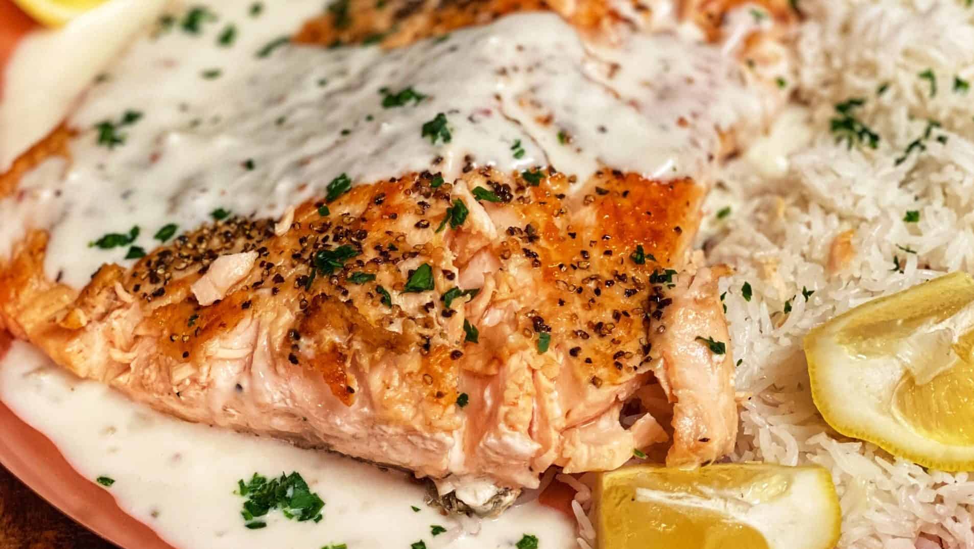 SALMON IN A COCONUT CREAM SAUCE FISH DINNER