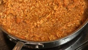 a pan of Jollof rice