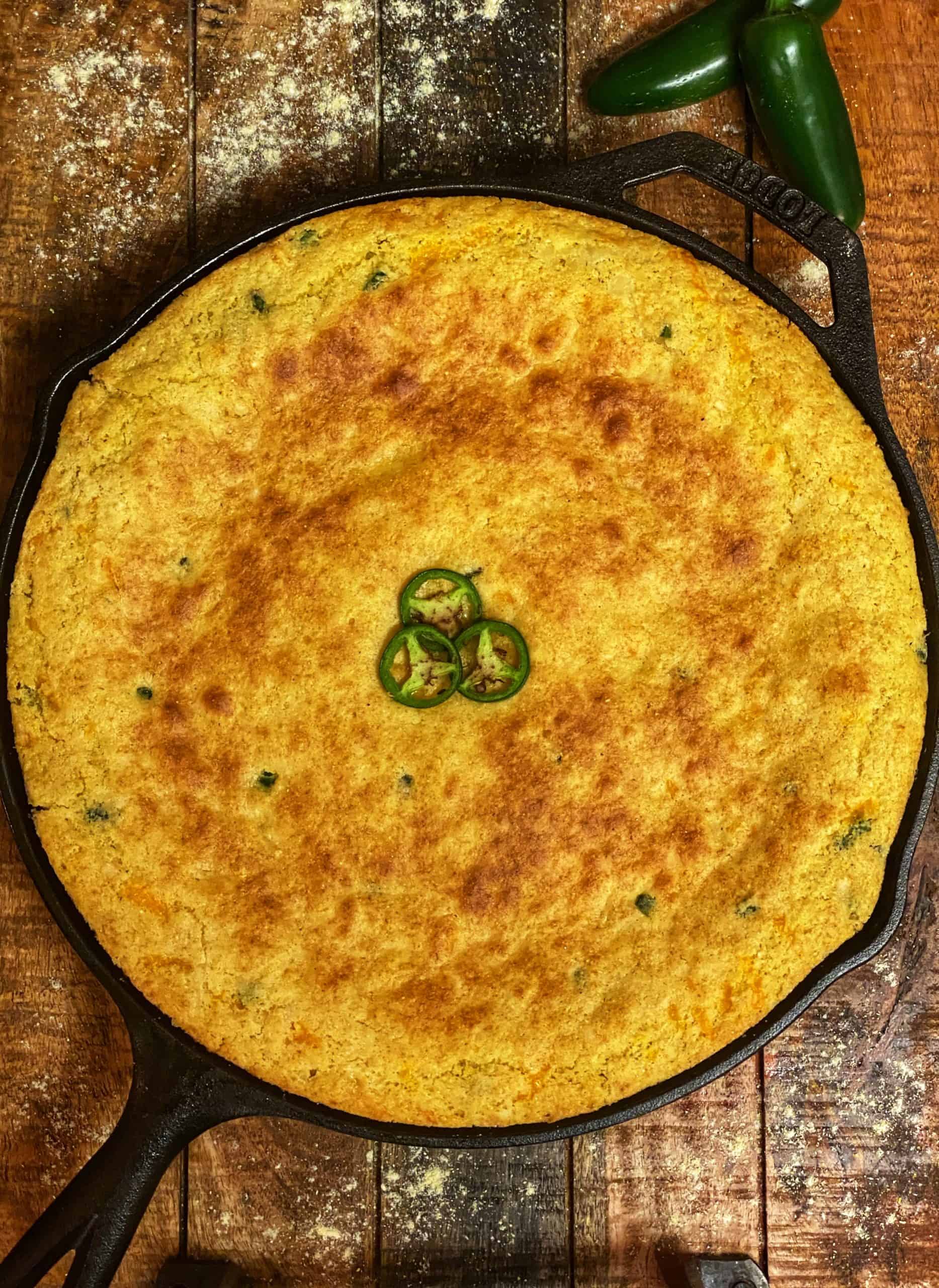 JALAPEÑO CHEDDAR SKILLET CORNBREAD SOUTHERN FOOD