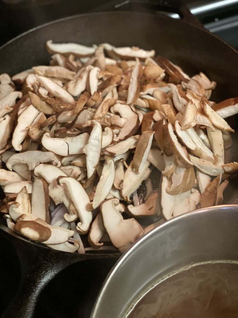 mushroom in a cast iron pan