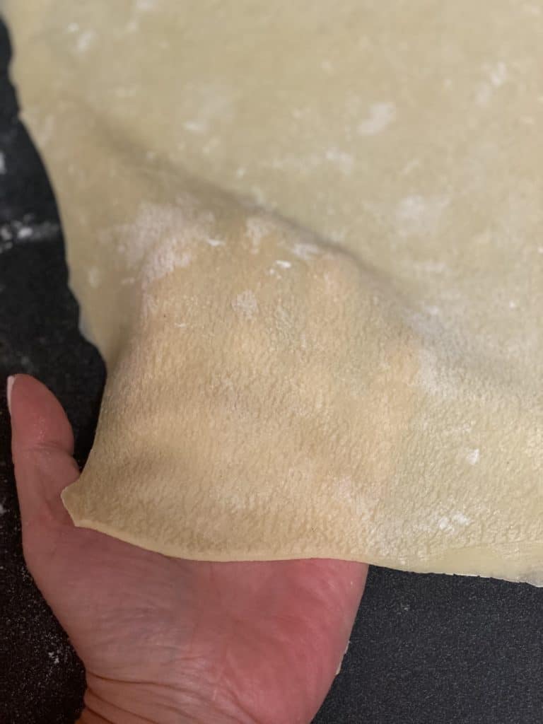 rolled out pasta dough