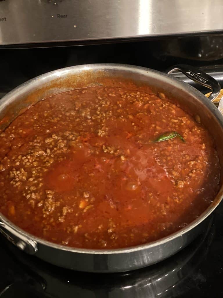 meat sauce in a pan