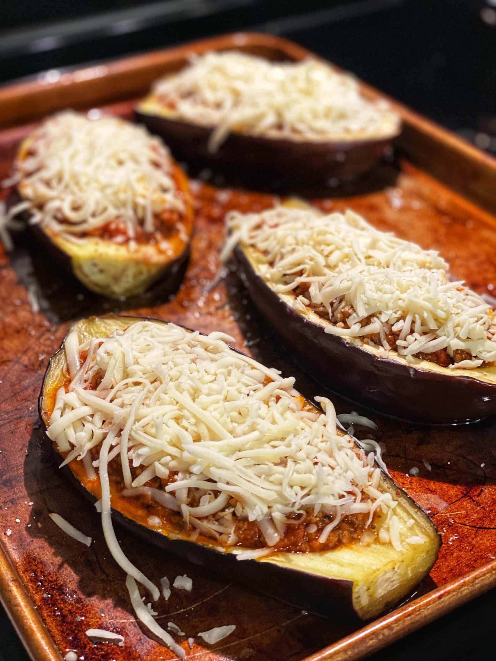 ROASTED EGGPLANT BOATS DINNER IDEAS KETO DIET