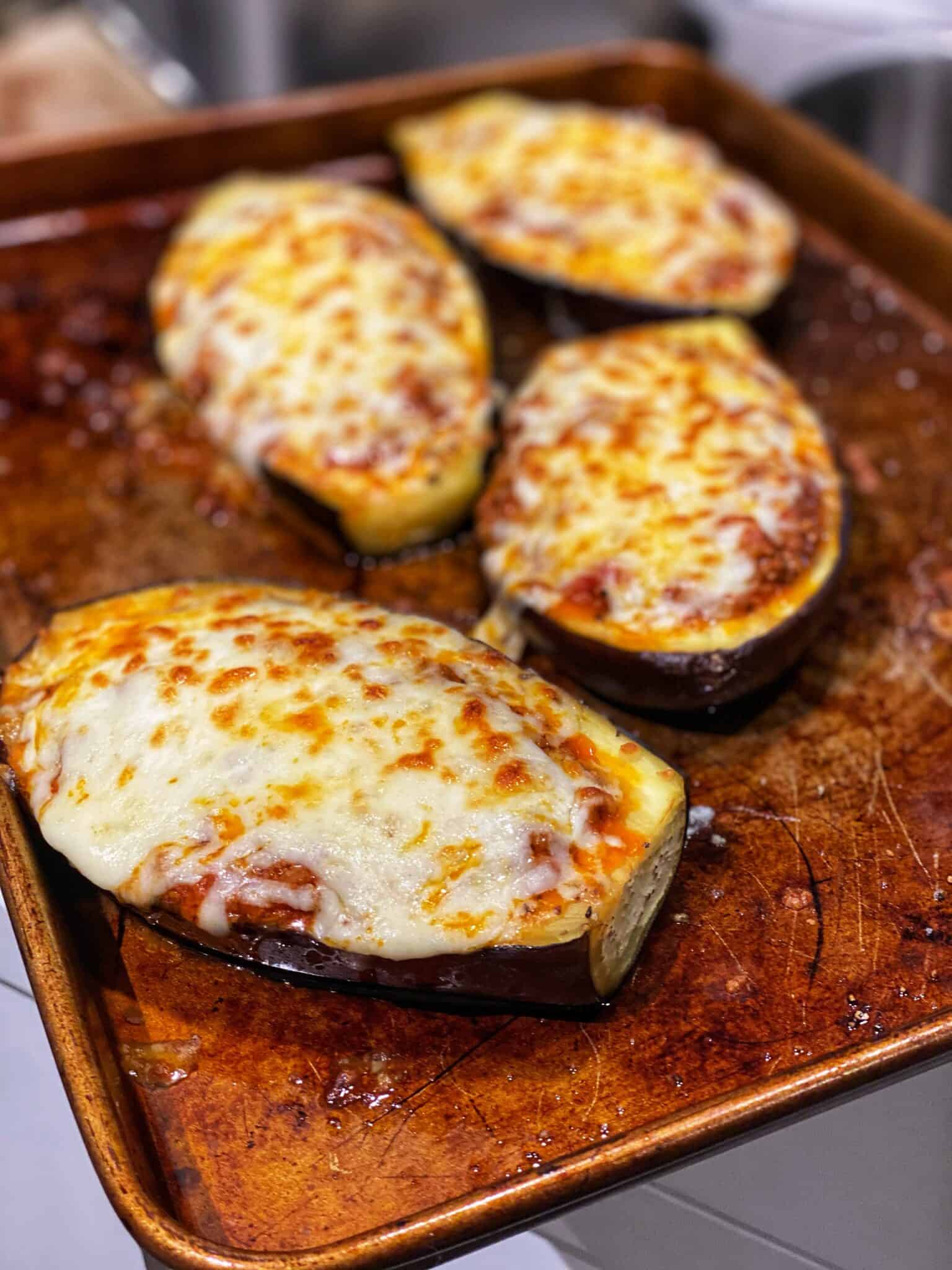 ROASTED EGGPLANT BOATS DINNER IDEAS KETO DIET
