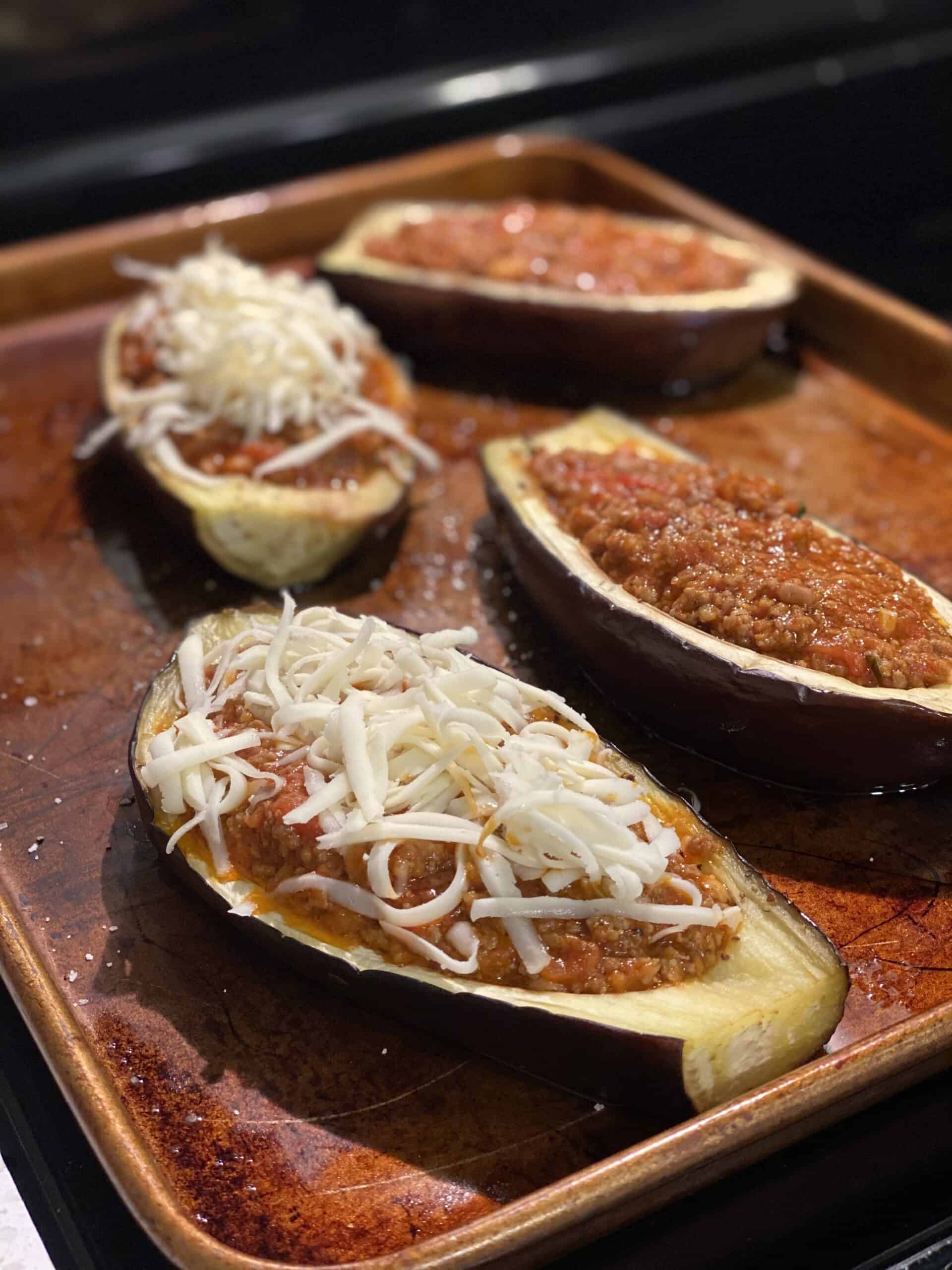 ROASTED EGGPLANT BOATS DINNER IDEAS KETO DIET