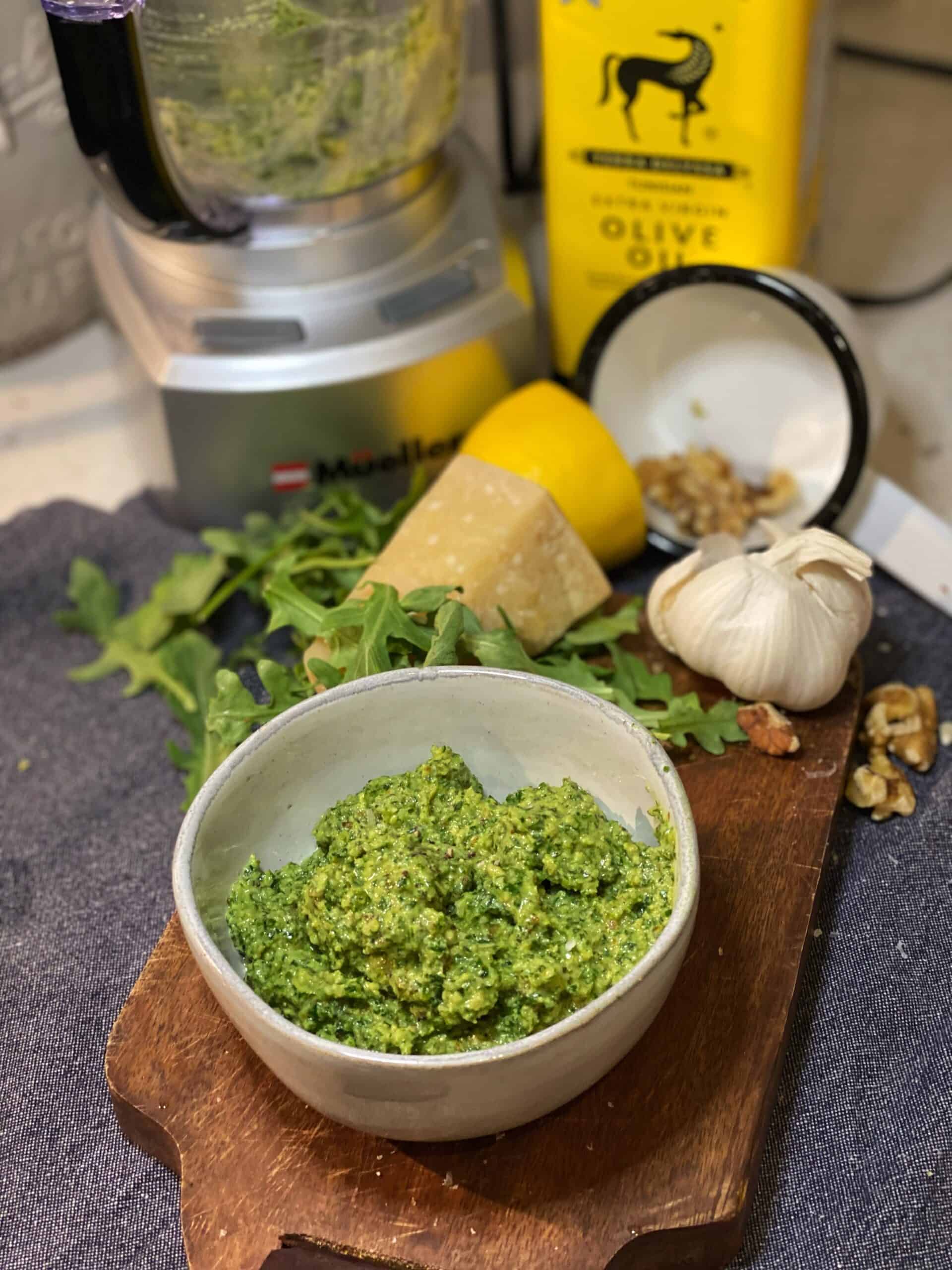 Arugula Walnut Pesto Sauce Vegan Pesto Easy Recipe