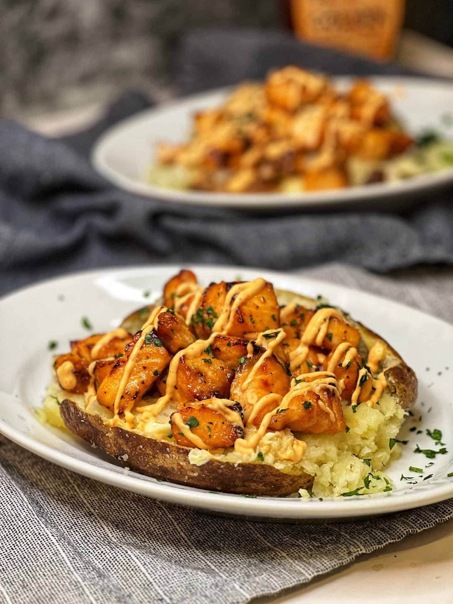 Maple Glazed Salmon Baked Potato | Charlotte Fashion Plate