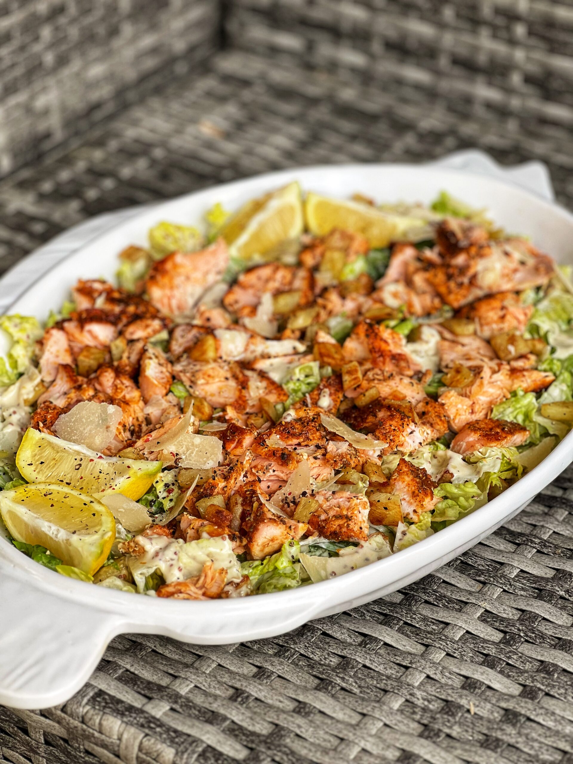 Blackened Salmon Caesar Salad | Charlotte Fashion Plate