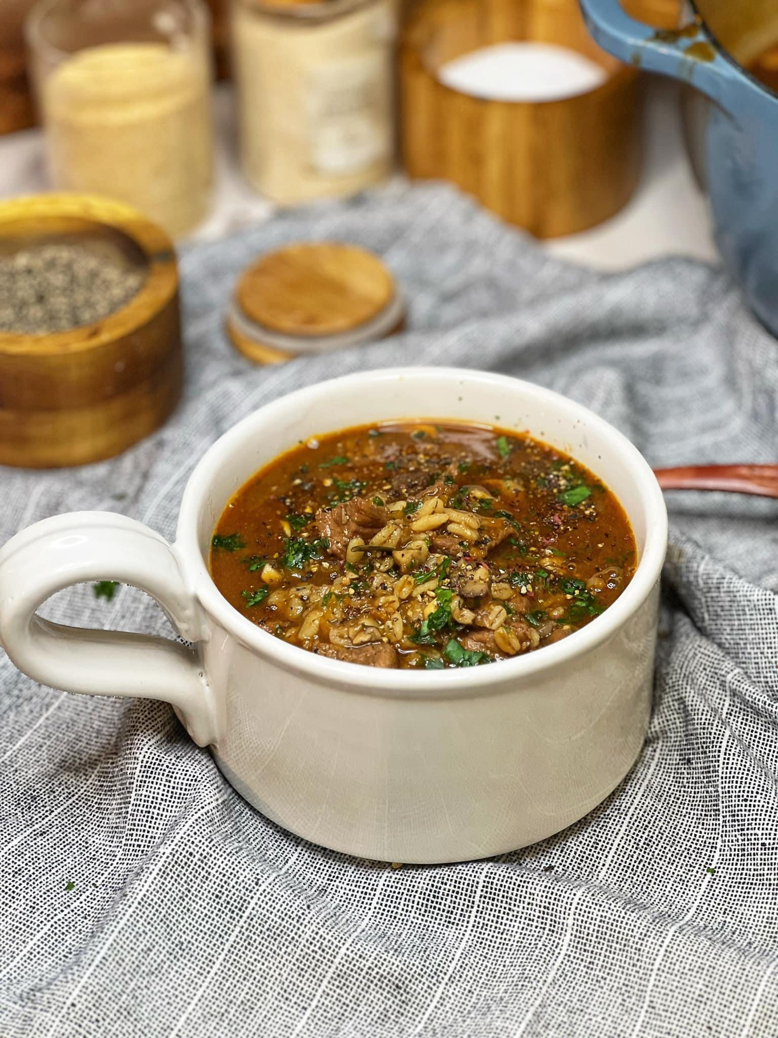 Mushroom Beef Barley Soup | Charlotte Fashion Plate